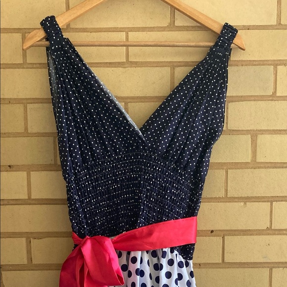 *HP* NWOT, handmade, Blue/white polka dotted dress, size L/XL - Picture 6 of 16